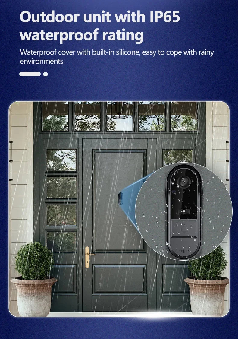 Sonnette vidéo interphone sans fil avec vision nocturne HD
