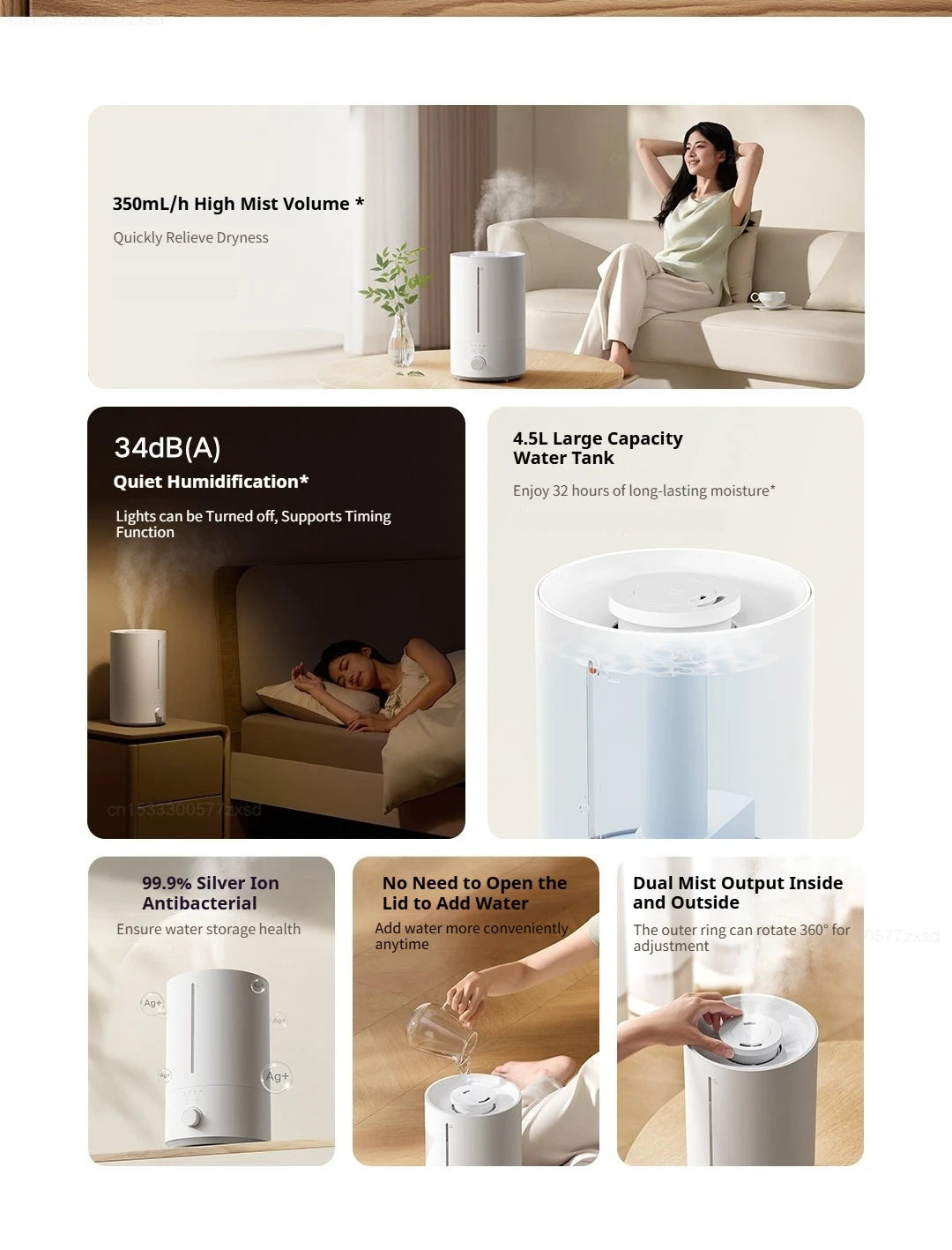 Humidificateur a double brumisateur et Purificateur d'air.