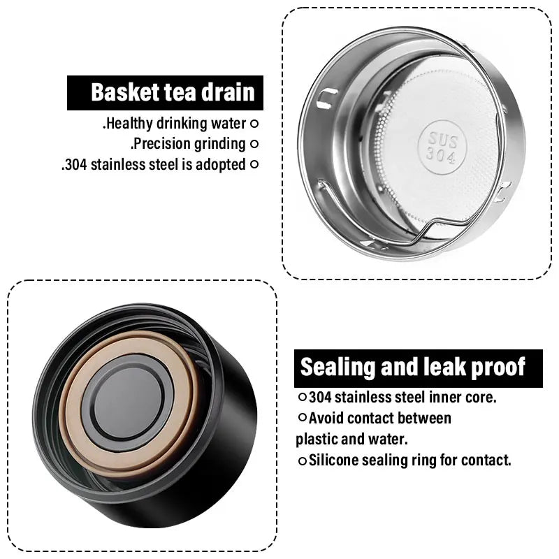 Bouteille isotherme portable intelligente en acier inoxydable