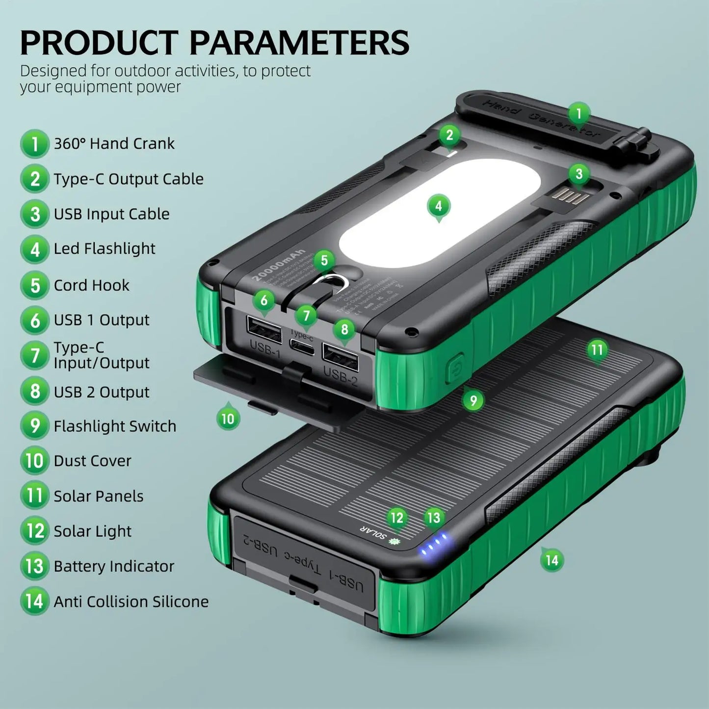 Solar Charger Power Bank Waterproof